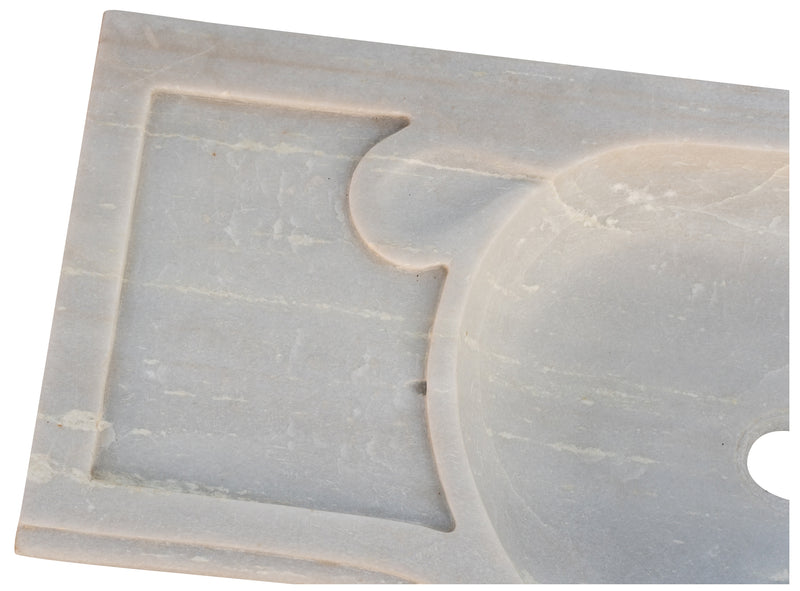 Biscottini Acquaio in marmo bianco L100xPR46xH15 cm Vasca realizzata completamente