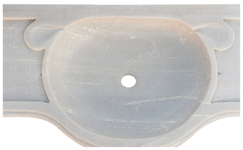 Biscottini Acquaio in marmo bianco L100xPR46xH15 cm Vasca realizzata completamente