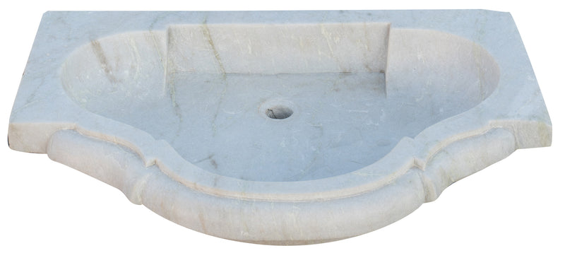 Biscottini Acquaio in marmo bianco L77xPR55xH13 cm Vasca realizzata completamente