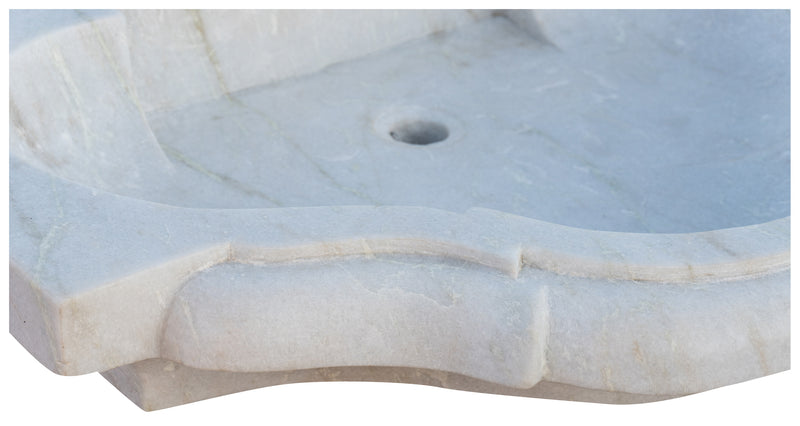 Biscottini Acquaio in marmo bianco L77xPR55xH13 cm Vasca realizzata completamente