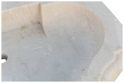 Biscottini Acquaio in marmo bianco L77xPR55xH13 cm Vasca realizzata completamente