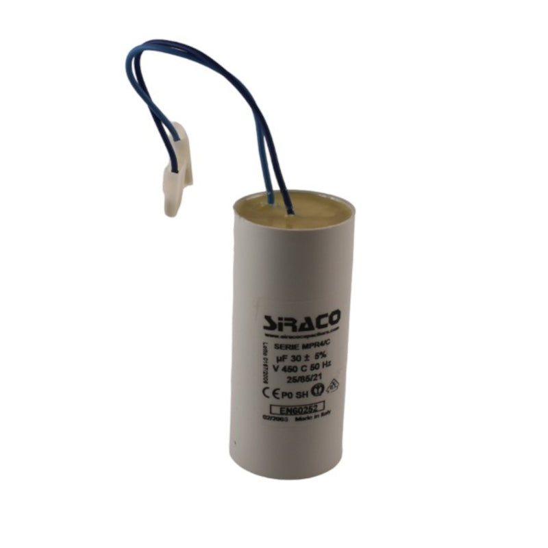 Condensatore 30f 450V 50Hz senza codolo con cavo 15cm faston femmina Aleyay