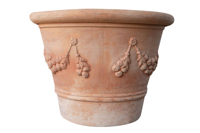 Biscottini Vaso in terracotta Galestro festonato 100% Made in Italy, interamente fatto a mano