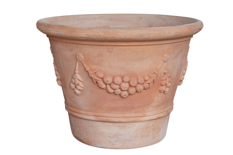 Biscottini Vaso in terracotta Galestro festonato 100% Made in Italy, interamente fatto a mano