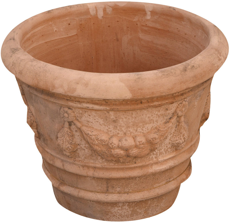 Biscottini Conca festonata invecchiata, in terracotta toscana 100% Made in Italy interamente Lavorata a Mano diam.50xH40 cm.