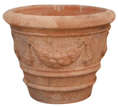 Biscottini Conca festonata invecchiata, in terracotta toscana 100% Made in Italy interamente Lavorata a Mano diam.50xH40 cm.