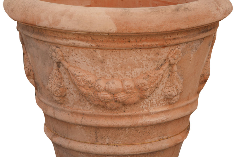 Biscottini Conca festonata invecchiata, in terracotta toscana 100% Made in Italy interamente Lavorata a Mano diam.50xH40 cm.