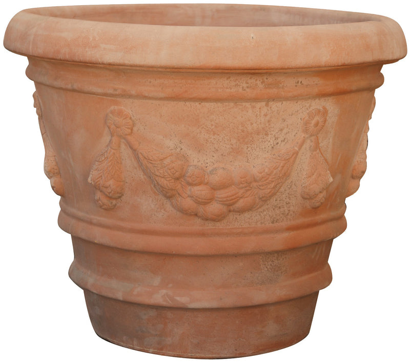 Biscottini Conca festonata invecchiata, in terracotta toscana 100% Made in Italy interamente Lavorato a Mano diam.70xH52 cm.