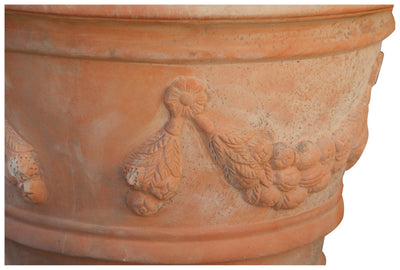 Biscottini Conca festonata invecchiata, in terracotta toscana 100% Made in Italy interamente Lavorato a Mano diam.70xH52 cm.
