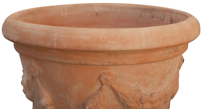 Biscottini Conca festonata invecchiata, in terracotta toscana 100% Made in Italy interamente Lavorato a Mano diam.70xH52 cm.