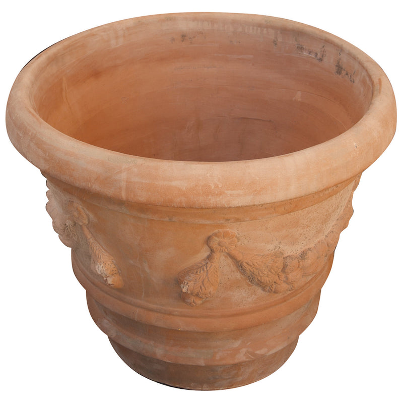 Biscottini Conca festonata invecchiata, in terracotta toscana 100% Made in Italy interamente Lavorato a Mano diam.70xH52 cm.