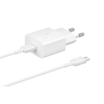 CARICABATTERIA DA RETE SAMSUNG SUPER FAST CHARGING 15W USB-C EP-T1510XWEGEU + CAVO TYPE-C WHITE