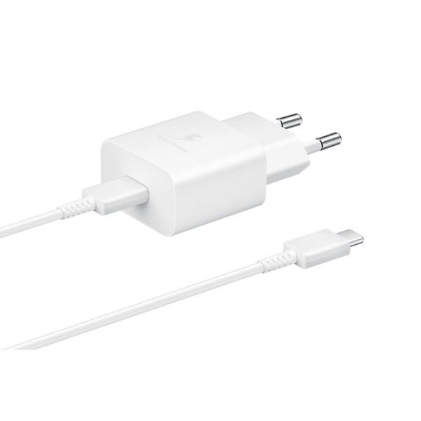 CARICABATTERIA DA RETE SAMSUNG SUPER FAST CHARGING 15W USB-C EP-T1510XWEGEU + CAVO TYPE-C WHITE