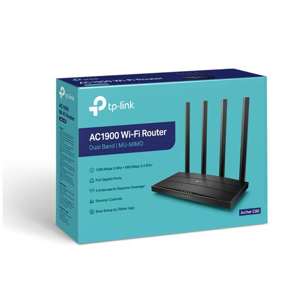 TP-Link Archer C80 router wireless Gigabit Ethernet Dual-band (2.4 GHz/5 GHz) 4G Nero