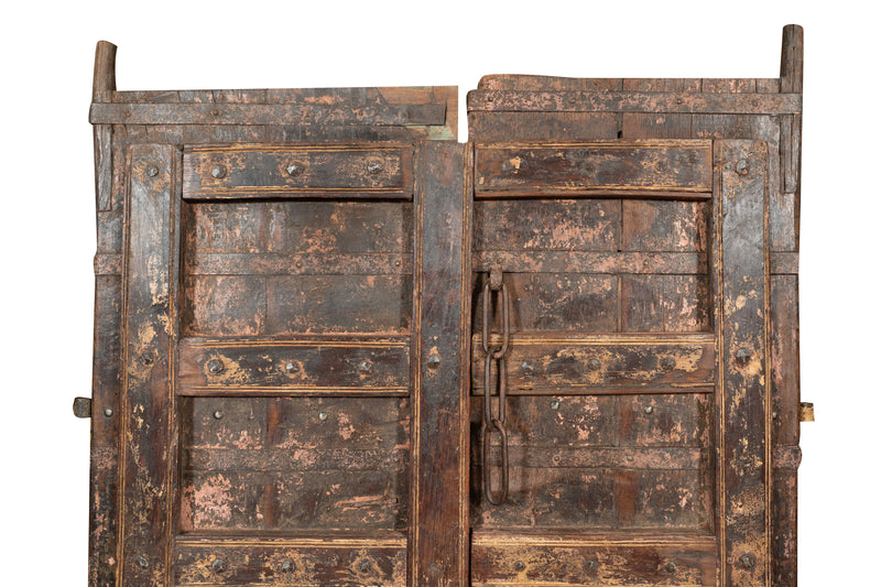 Biscottini Porta in legno massello e ferro da interno o da esterno vecchia e antica medievale scorrevole