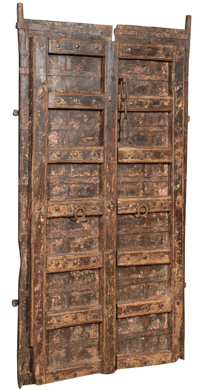 Biscottini Porta in legno massello e ferro da interno o da esterno vecchia e antica medievale scorrevole