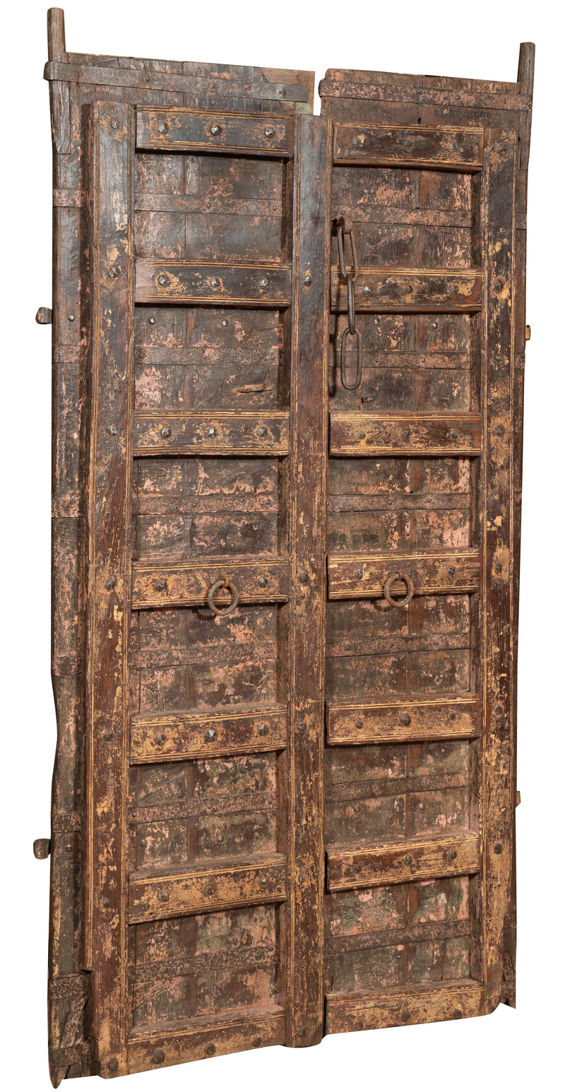 Biscottini Porta in legno massello e ferro da interno o da esterno vecchia e antica medievale scorrevole