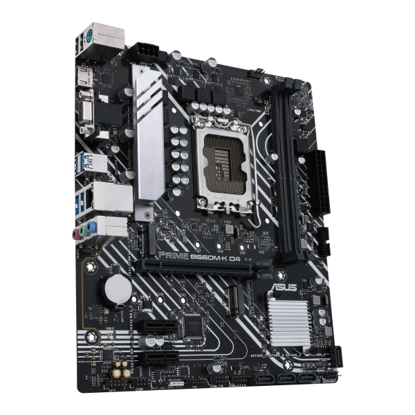 Scheda madre Asus PRIME B660M-K D4 - Supporto processori Intel Socket 1700 12th e 13th Gen Intel Core, Pentium Gold and Celeron - Ram 2x DDR4 - Hdmi, Vga - RAID 0,1,5,10 - 8x Usb3.2 / 6x Usb2.0
