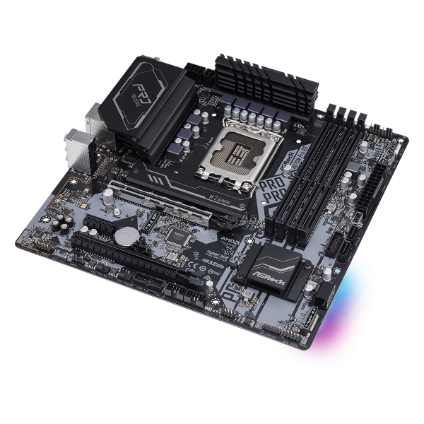 Scheda madre AsRock H670M Pro RS - Supporto processori Intel Socket 1700 12th Gen Intel Core - Ram 4x DDR4 - Hdmi, DisplayPort - RAID 0,1,5,10 - 8x Usb3.2 / 2x Usb2.0 - GLan - Audio HD - Micro-ATX