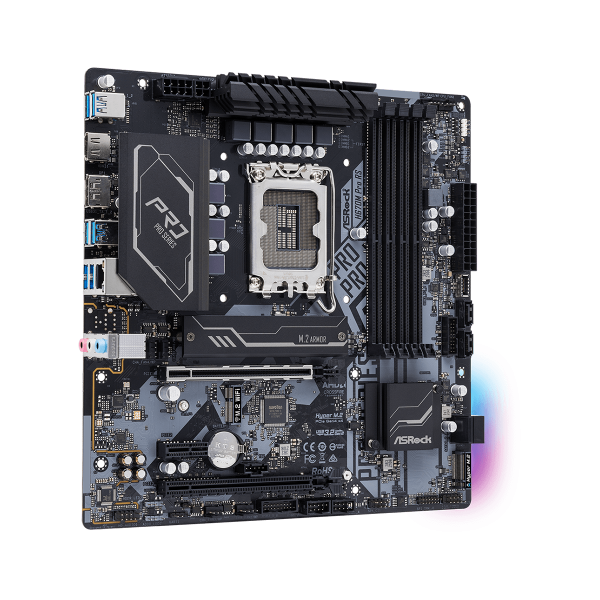 Scheda madre AsRock H670M Pro RS - Supporto processori Intel Socket 1700 12th Gen Intel Core - Ram 4x DDR4 - Hdmi, DisplayPort - RAID 0,1,5,10 - 8x Usb3.2 / 2x Usb2.0 - GLan - Audio HD - Micro-ATX