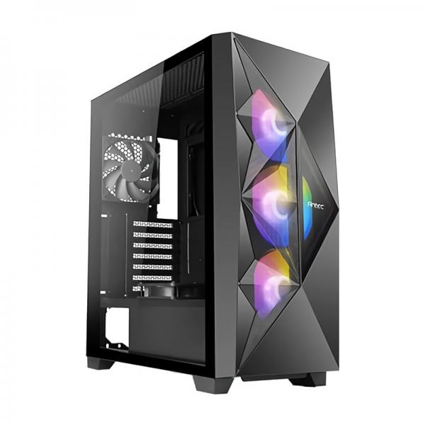Antec DF800 FLUX Midi Tower Nero (ANTEC DF800 FLUX Case, Gaming, Black, Mid Tower, 2 x USB 3.0, Tempered Glass Side Window Panel, Geometrical Mesh Design & Mirror Surface Front Panel, Addressable RGB