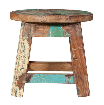 Biscottini PANCHETTO ROTONDO IN LEGNO VECCHIO RICICLATO DI TEAK dimensioni lunghezza