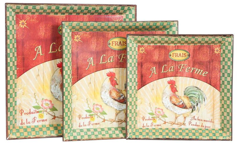 Biscottini Set 3 vassoi in policarbonato decorato anticato A LA FERME GREEN composto