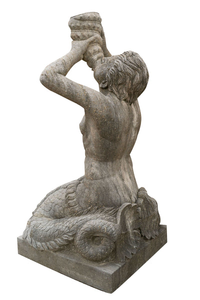 Biscottini Vecchia statua in pietra raffigurante un uomo inginocchiato Molto solida robusta