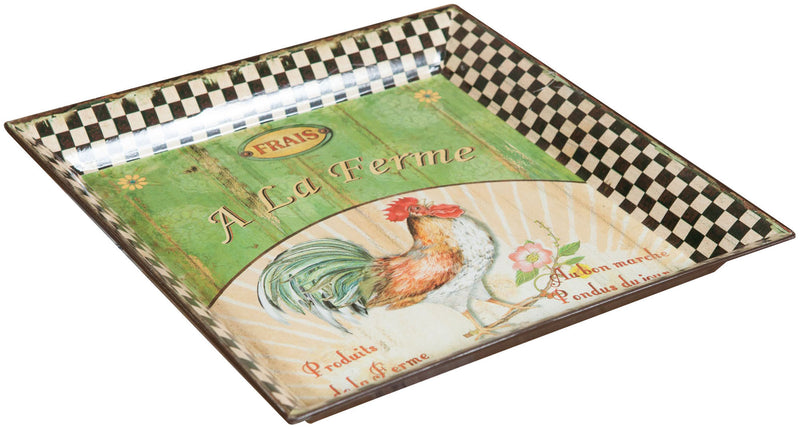 Biscottini Set 3 vassoi in policarbonato decorato anticato A LA FERME GREEN