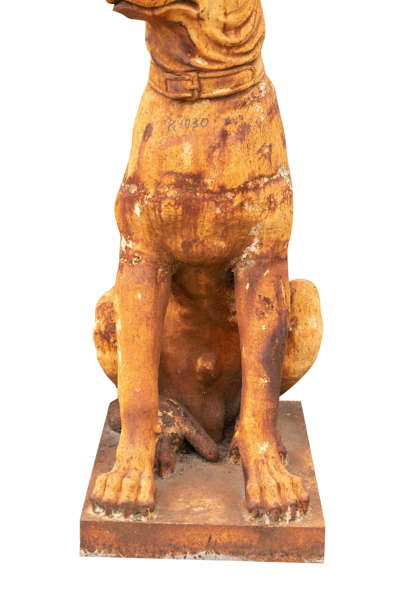 Biscottini Vecchia statua raffigurante un cane seduto in fusione di ghisa Molto solida