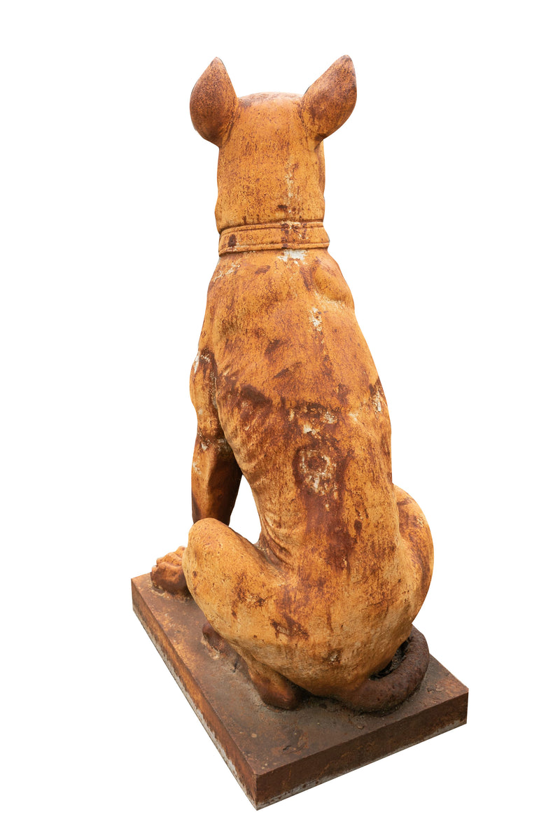 Biscottini Vecchia statua raffigurante un cane seduto in fusione di ghisa Molto solida