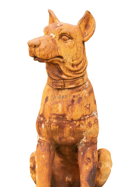 Biscottini Vecchia statua raffigurante un cane seduto in fusione di ghisa Molto solida