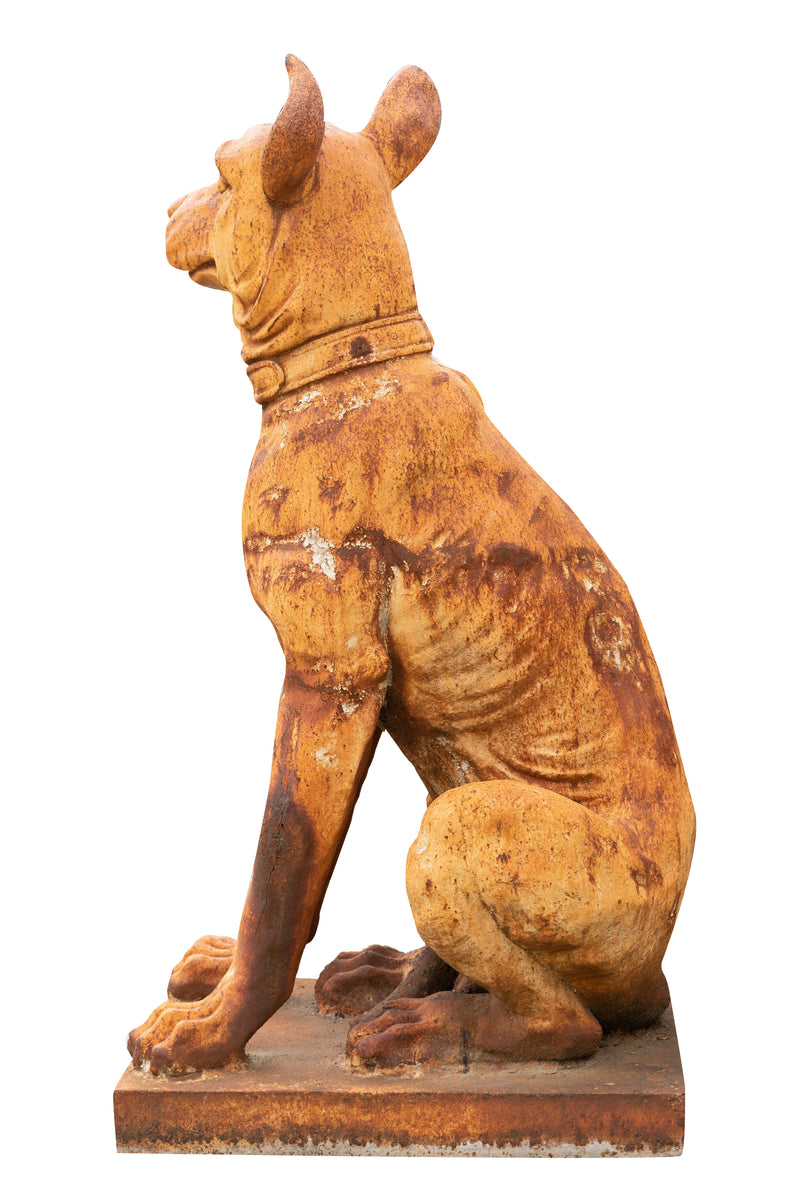 Biscottini Vecchia statua raffigurante un cane seduto in fusione di ghisa Molto solida