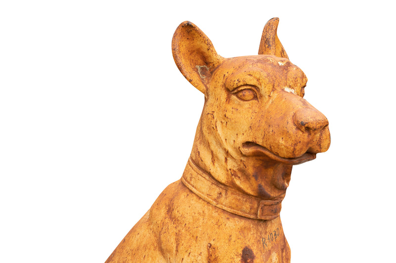 Biscottini Vecchia statua raffigurante un cane seduto in fusione di ghisa Molto solida