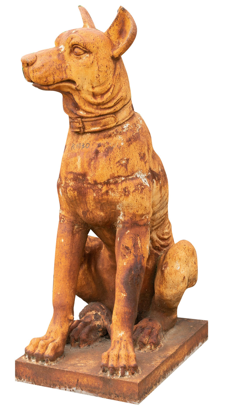 Biscottini Vecchia statua raffigurante un cane seduto in fusione di ghisa Molto solida