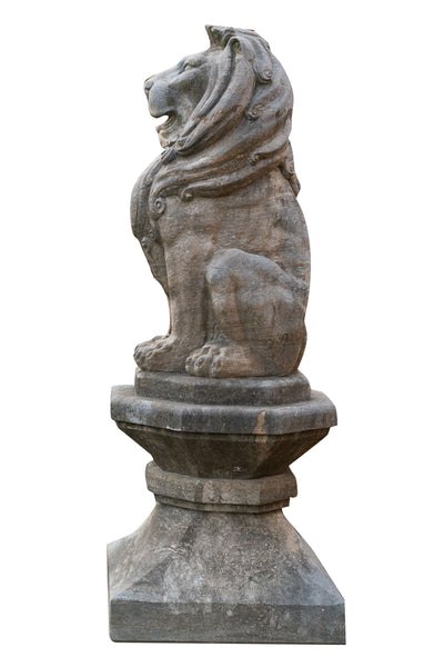 Biscottini Vecchia statua raffigurante una coppia di leoni in pietra Molto solida robusta