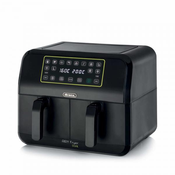 ARIETE AIRY FRYER DUAL BLACK (4623) - FRIGGITRICE AD ARIA - 8L - DOPPIO CESTELLO - TOUCH CONTROL - TIMER 60 MIN - 1700W