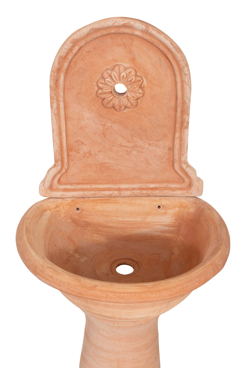 Biscottini Fontana a muro invecchiata in terracotta toscana a base piccola 100% Made in Italy interamente Lavorata a Mano