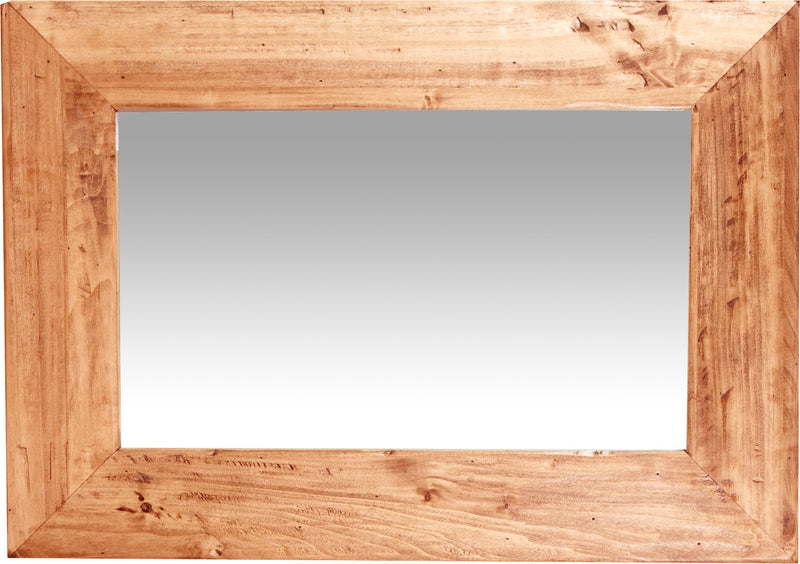 Biscottini Specchiera rettangolare a muro in legno massello di tiglio finitura naturale L50xPR3xH70 cm Made in Italy