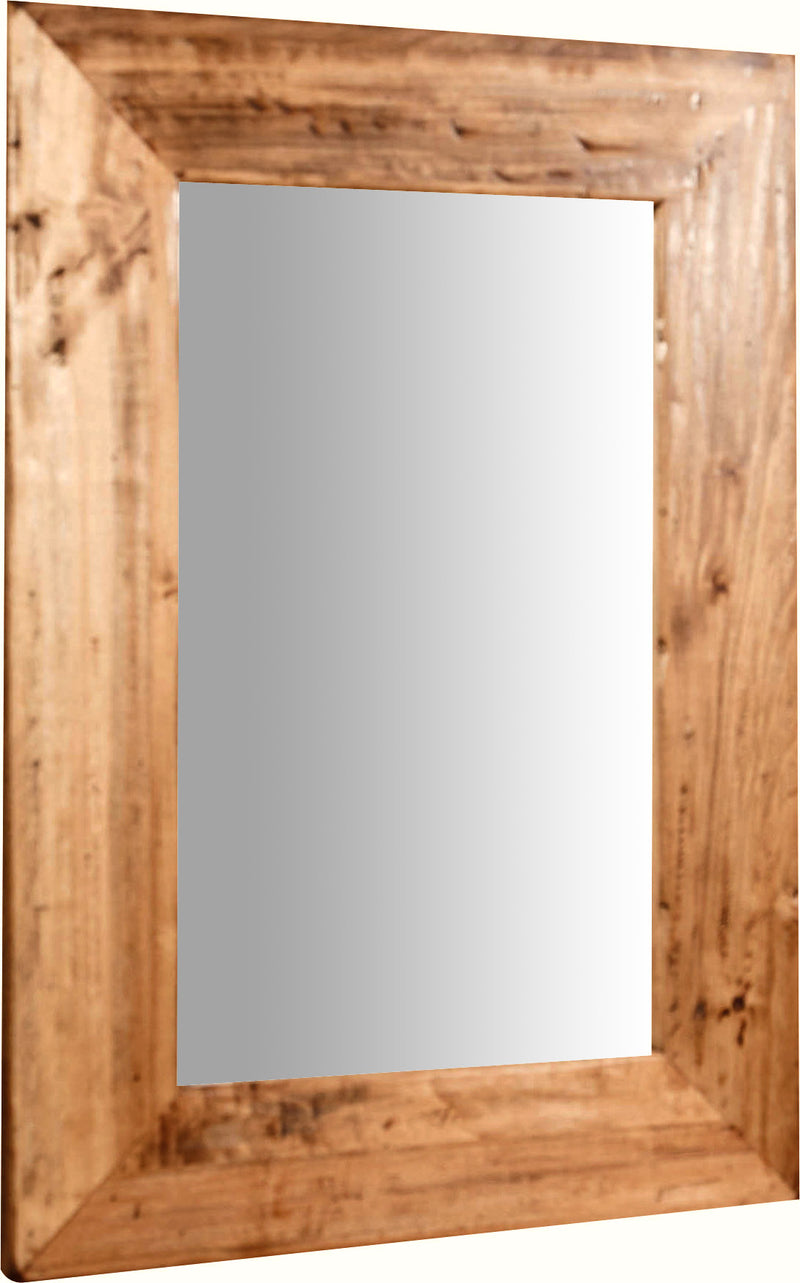 Biscottini Specchiera rettangolare a muro in legno massello di tiglio finitura naturale L50xPR3xH70 cm Made in Italy