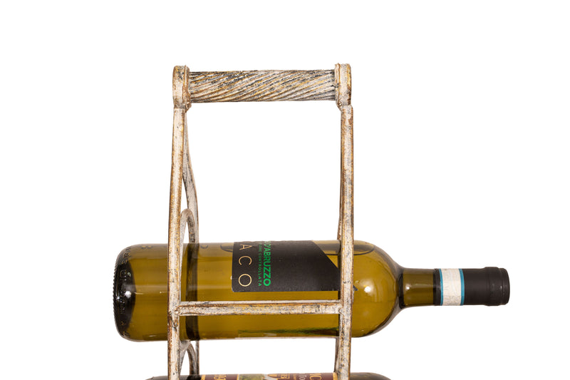 Biscottini Porta bottiglie in ferro battuto finitura bianca anticata Molto stabile robusta