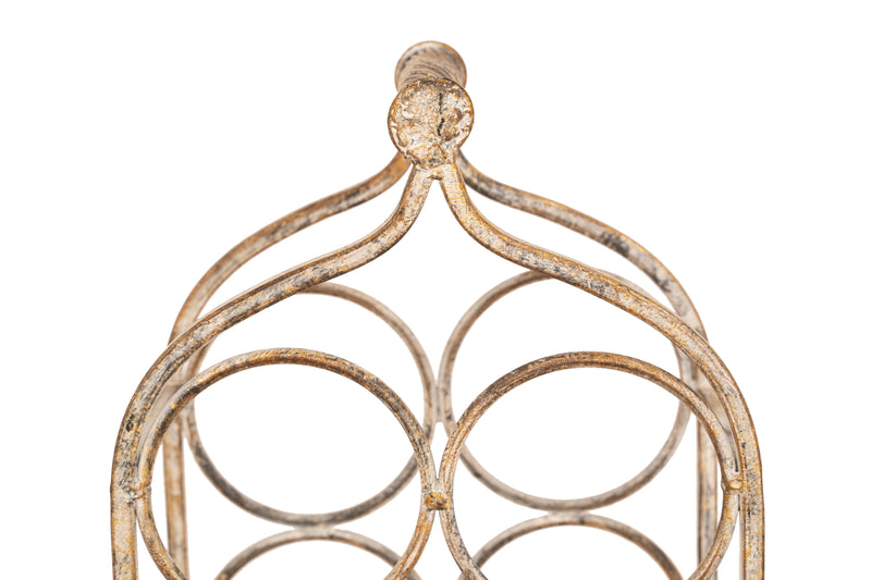 Biscottini Porta bottiglie in ferro battuto finitura bianca anticata Molto stabile robusta