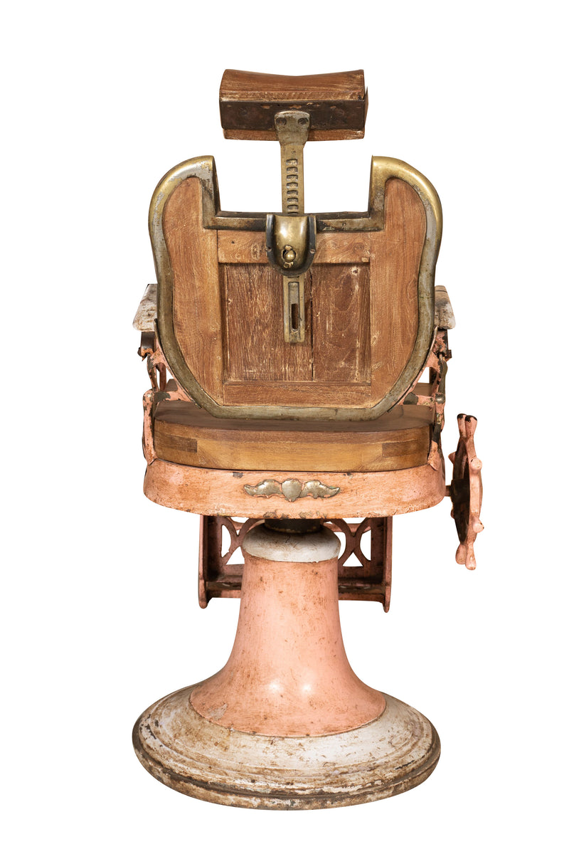 Biscottini Vecchia sedia poltrona da barbieri restaurata Antica seduta dimensioni Offerta