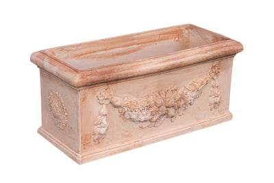 Biscottini Cassetta fioriera in Terracotta festonato 100% Made in Italy interamente Lavorata a Mano