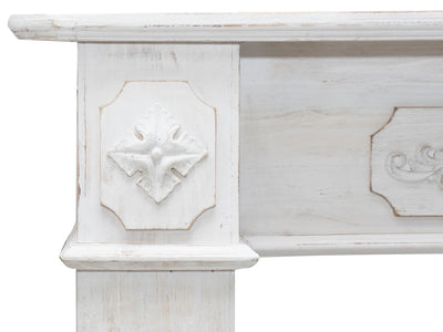 Biscottini Cornice camino in legno finitura bianca anticata L121xPR28xH96 cm realizzata