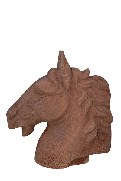 Biscottini Testa di cavallo in fusione di ghisa finitura ruggine naturale ornamentale