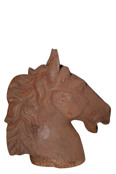 Biscottini Testa di cavallo in fusione di ghisa finitura ruggine naturale ornamentale