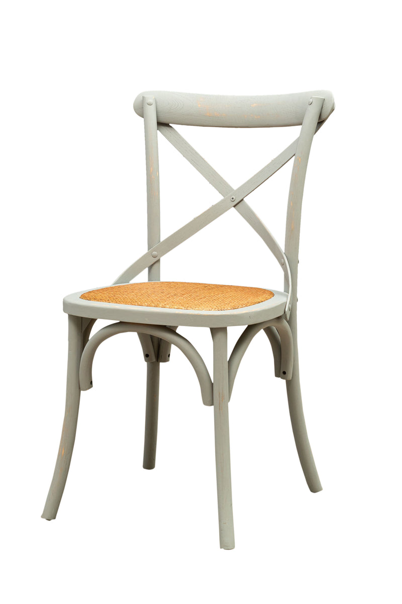Biscottini Sedia Thonet in massello di frassino e seduta rattan finitura Grigio anticato L48xPR52xH88 cm