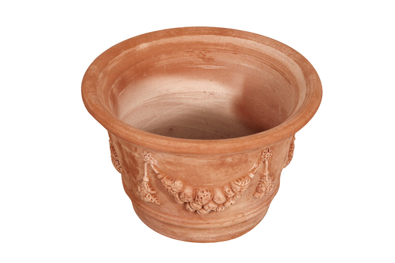 Biscottini Vaso in terracotta Galestro festonato 100% Made in Italy, interamente fatto a mano