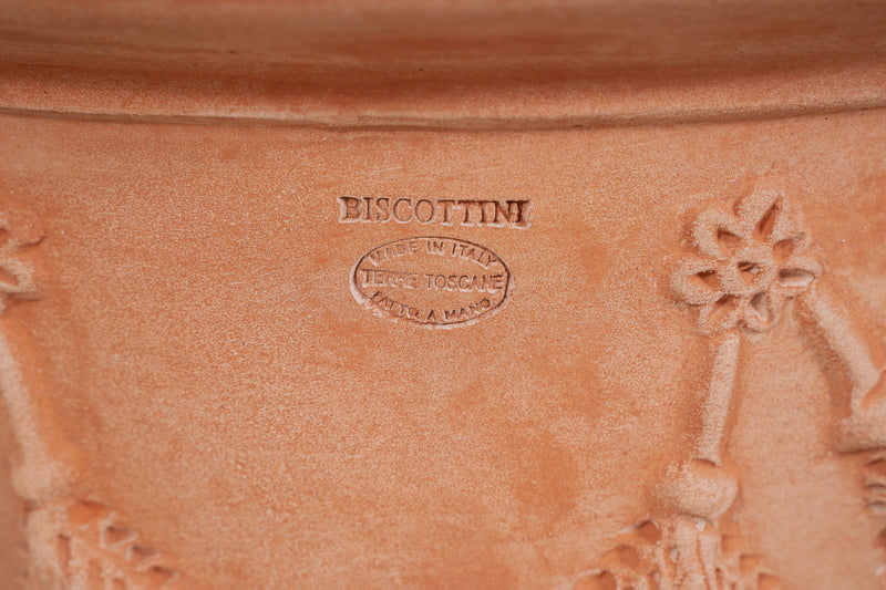 Biscottini Vaso in terracotta Galestro festonato 100% Made in Italy, interamente fatto a mano